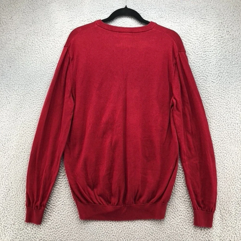 Lacoste Sweater Jumper Mens 5 US Large Deep Red V Neck Preppy‎ Academia Career